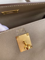 Hermes Kelly Sellier 32 Handmade Bag In Taupe Epsom Calfskin - Image 3