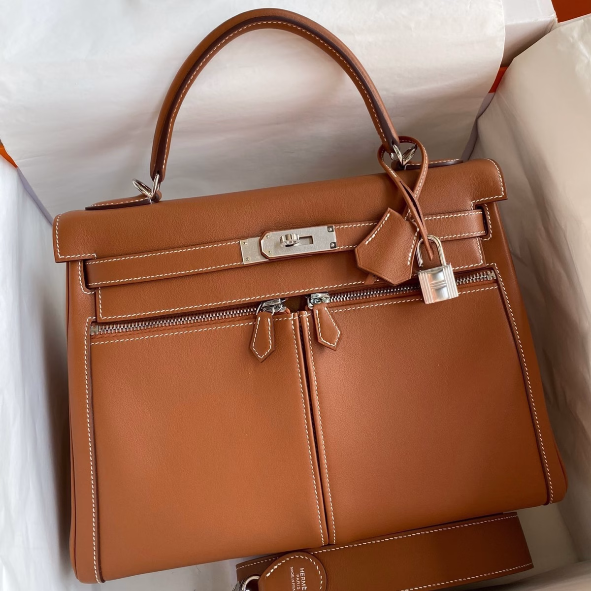 Hermes Kelly Lakis 32 Handmade Bag In Gold Swift Calfskin - Image 1