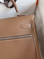 Hermes Kelly Lakis 32 Handmade Bag In Taupe Swift Calfskin - Image 8