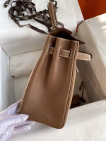 Hermes Kelly Lakis 32 Handmade Bag In Taupe Swift Calfskin - Image 9