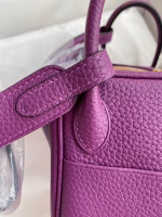 Hermes Mini Lindy Handmade Bag In Anemone Clemence Leather - Image 8