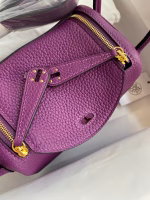Hermes Mini Lindy Handmade Bag In Anemone Clemence Leather - Image 2