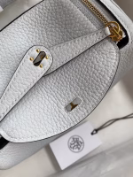 Hermes Mini Lindy Handmade Bag In Blue Brume Clemence Leather - Image 2