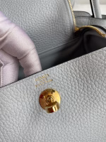 Hermes Mini Lindy Handmade Bag In Blue Brume Clemence Leather - Image 4