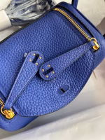 Hermes Mini Lindy Handmade Bag In Blue Electric Clemence Leather - Image 2