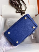 Hermes Mini Lindy Handmade Bag In Blue Electric Clemence Leather - Image 5