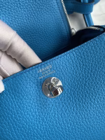 Hermes Mini Lindy Handmade Bag In Blue Frida Clemence Leather - Image 3