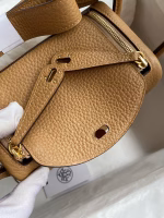 Hermes Mini Lindy Handmade Bag In Biscuit Clemence Leather - Image 9