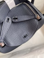Hermes Mini Lindy Handmade Bag In Blue Nuit HHL19clbnClemence Leather - Image 9