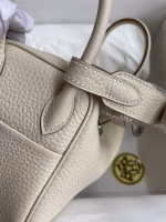 Hermes Mini Lindy Handmade Bag In Craie Clemence Leather - Image 8