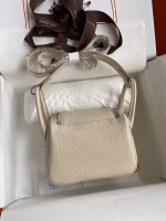 Hermes Mini Lindy Handmade Bag In Craie Clemence Leather - Image 5