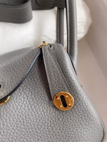 Hermes Mini Lindy Handmade Bag In Gris Meyer Clemence Leather - Image 7