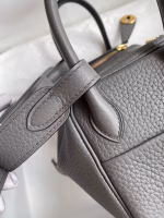 Hermes Mini Lindy Handmade Bag In Gris Meyer Clemence Leather - Image 8