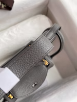 Hermes Mini Lindy Handmade Bag In Gris Meyer Clemence Leather - Image 2