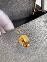 Hermes Mini Lindy Handmade Bag In Gris Meyer Clemence Leather - Image 5