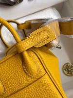 Hermes Mini Lindy Handmade Bag In Jaune Ambre Clemence Leather - Image 7