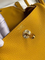 Hermes Mini Lindy Handmade Bag In Jaune Ambre Clemence Leather - Image 2