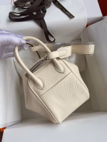 Hermes Mini Lindy Handmade Bag In Nata Clemence Leather - Image 8