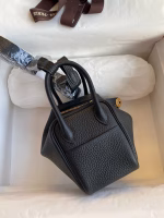 Hermes Mini Lindy Handmade Bag In Black Clemence Leather - Image 8