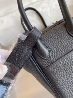 Hermes Mini Lindy Handmade Bag In Black Clemence Leather - Image 9