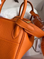 Hermes Mini Lindy Handmade Bag In Orange Clemence Leather - Image 5