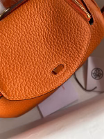 Hermes Mini Lindy Handmade Bag In Orange Clemence Leather - Image 6