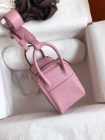 Hermes Mini Lindy Handmade Bag In Pink Clemence Leather - Image 6
