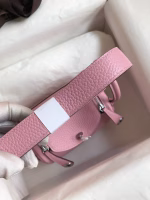 Hermes Mini Lindy Handmade Bag In Pink Clemence Leather - Image 9