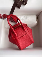 Hermes Mini Lindy Handmade Bag In Red Clemence Leather - Image 2