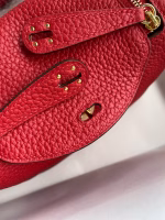 Hermes Mini Lindy Handmade Bag In Red Clemence Leather - Image 8