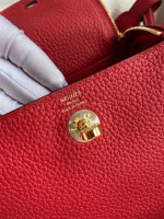 Hermes Mini Lindy Handmade Bag In Red Clemence Leather - Image 4
