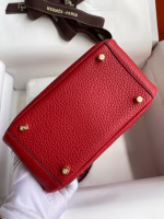 Hermes Mini Lindy Handmade Bag In Red Clemence Leather - Image 5