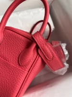 Hermes Mini Lindy Handmade Bag In Rose Lipstick Clemence Leather - Image 8