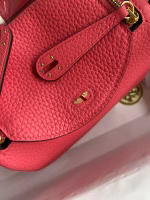 Hermes Mini Lindy Handmade Bag In Rose Lipstick Clemence Leather - Image 2