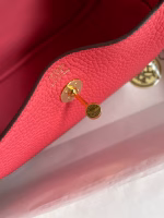 Hermes Mini Lindy Handmade Bag In Rose Lipstick Clemence Leather - Image 5