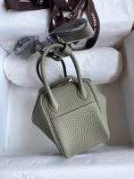 Hermes Mini Lindy Handmade Bag In Sauge Clemence Leather - Image 6