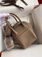 Hermes Mini Lindy Handmade Bag In Taupe Clemence Leather - Image 8