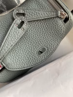 Hermes Mini Lindy Handmade Bag In Vert Amande Clemence Leather - Image 7