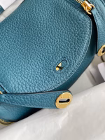Hermes Mini Lindy Handmade Bag In Vert Bosphore Clemence Leather - Image 2