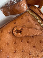 Hermes Mini Lindy Handmade Bag In Gold Ostrich Leather - Image 2