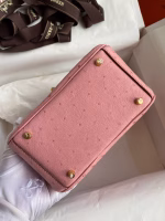 Hermes Mini Lindy Handmade Bag In Rose Sakura Ostrich Leather - Image 7