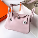 Hermes Mini Lindy Handmade Bag In Mauve Pale Swift Leather - Image 2