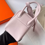 Hermes Mini Lindy Handmade Bag In Mauve Pale Swift Leather - Image 5