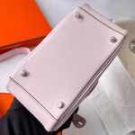Hermes Mini Lindy Handmade Bag In Mauve Pale Swift Leather - Image 7