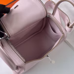 Hermes Mini Lindy Handmade Bag In Mauve Pale Swift Leather - Image 3