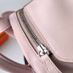Hermes Mini Lindy Handmade Bag In Mauve Pale Swift Leather - Image 9
