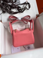 Hermes Mini Lindy Handmade Bag In Rose Lipstick Swift Leather - Image 6