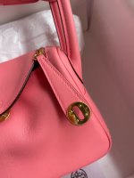 Hermes Mini Lindy Handmade Bag In Rose Lipstick Swift Leather - Image 7
