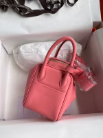 Hermes Mini Lindy Handmade Bag In Rose Lipstick Swift Leather - Image 8
