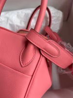Hermes Mini Lindy Handmade Bag In Rose Lipstick Swift Leather - Image 9